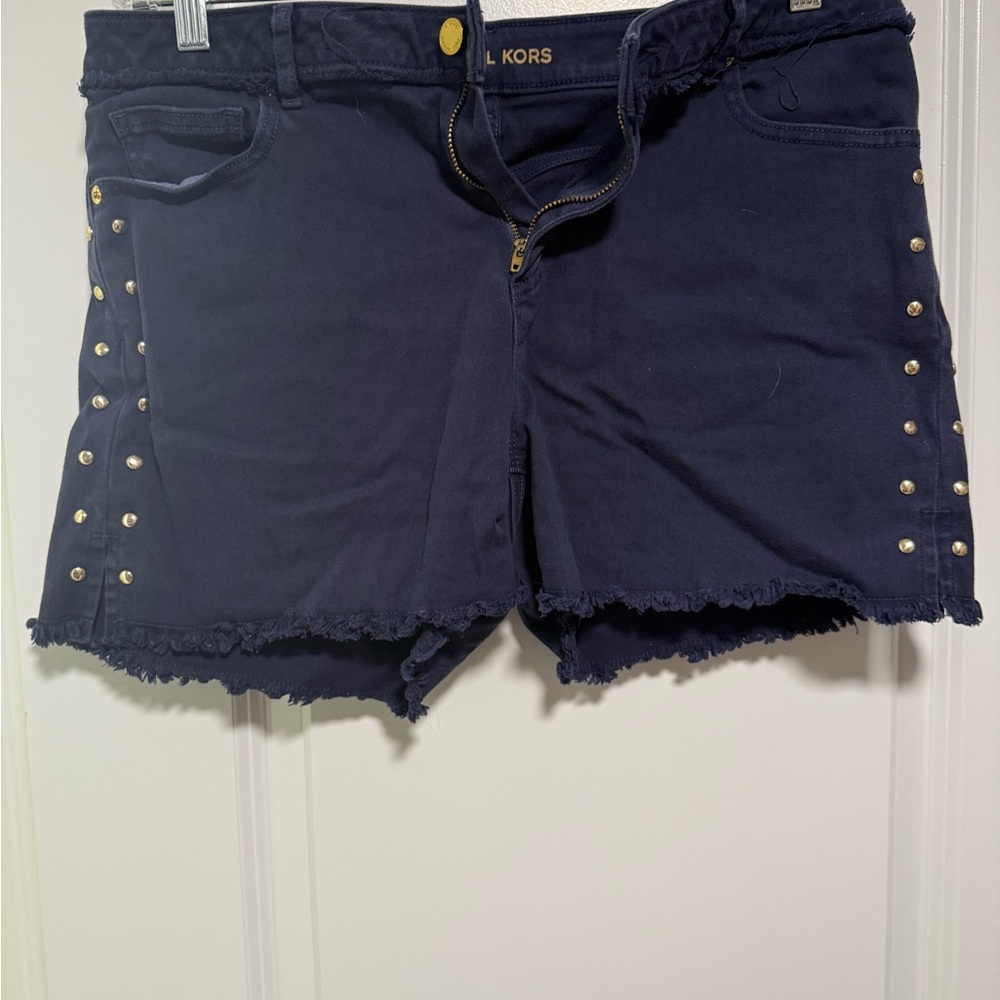 Michael Kors Dark Blue Studded Jean Shorts